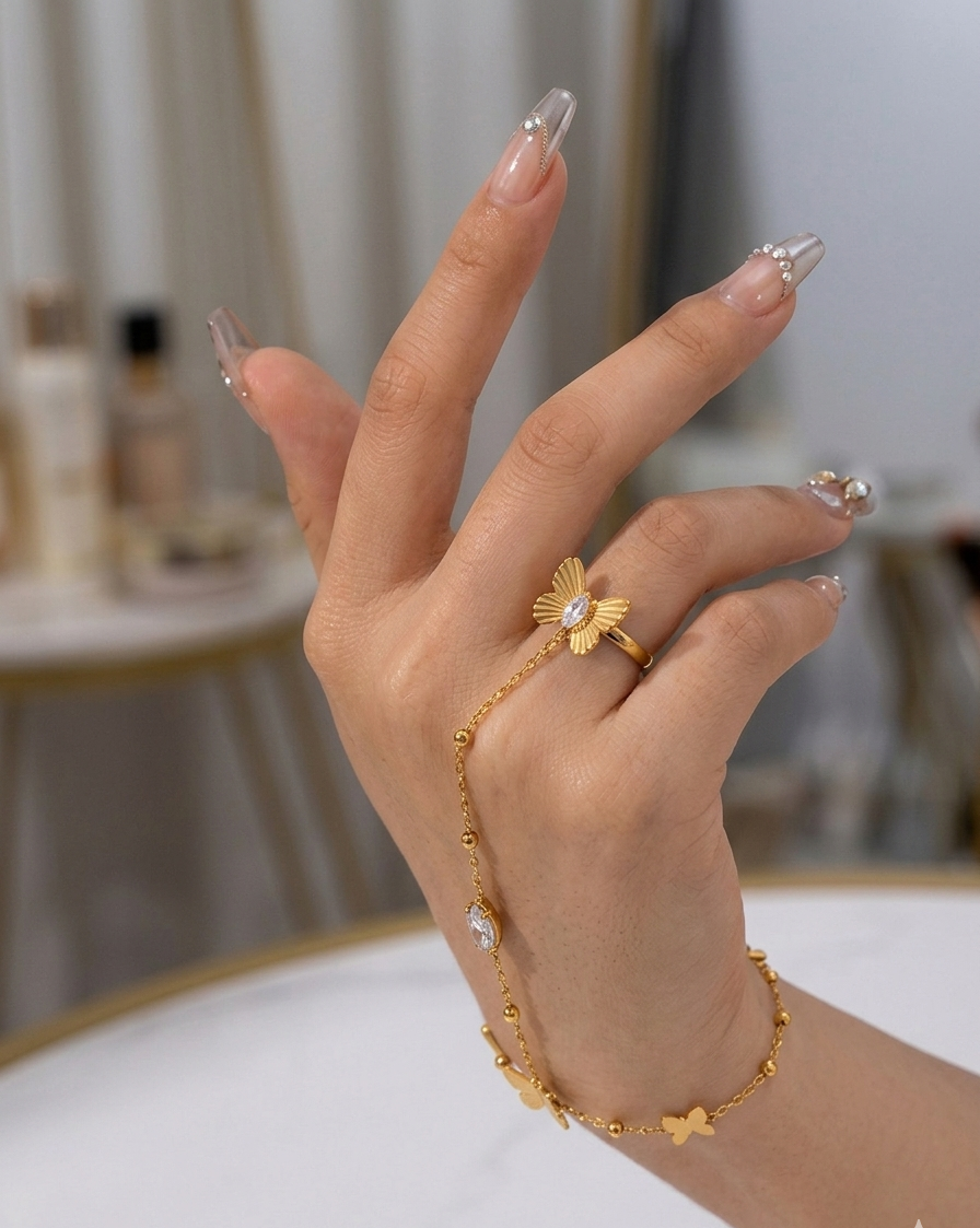 Golden Mariposa Ring-Bracelet