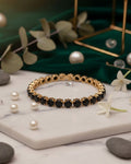 Black Onyx Gold-Plated Tennis Bracelet.