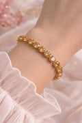 Champagne Zircon Gold-Plated Tennis Bracelet.